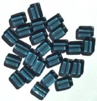 25 12x8x4mm Montana Blue Brick Glass Beads